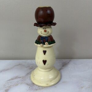 Vintage Snowman Taper Candle Holders Y2K 2000 Unbranded Resin Christmas Decor